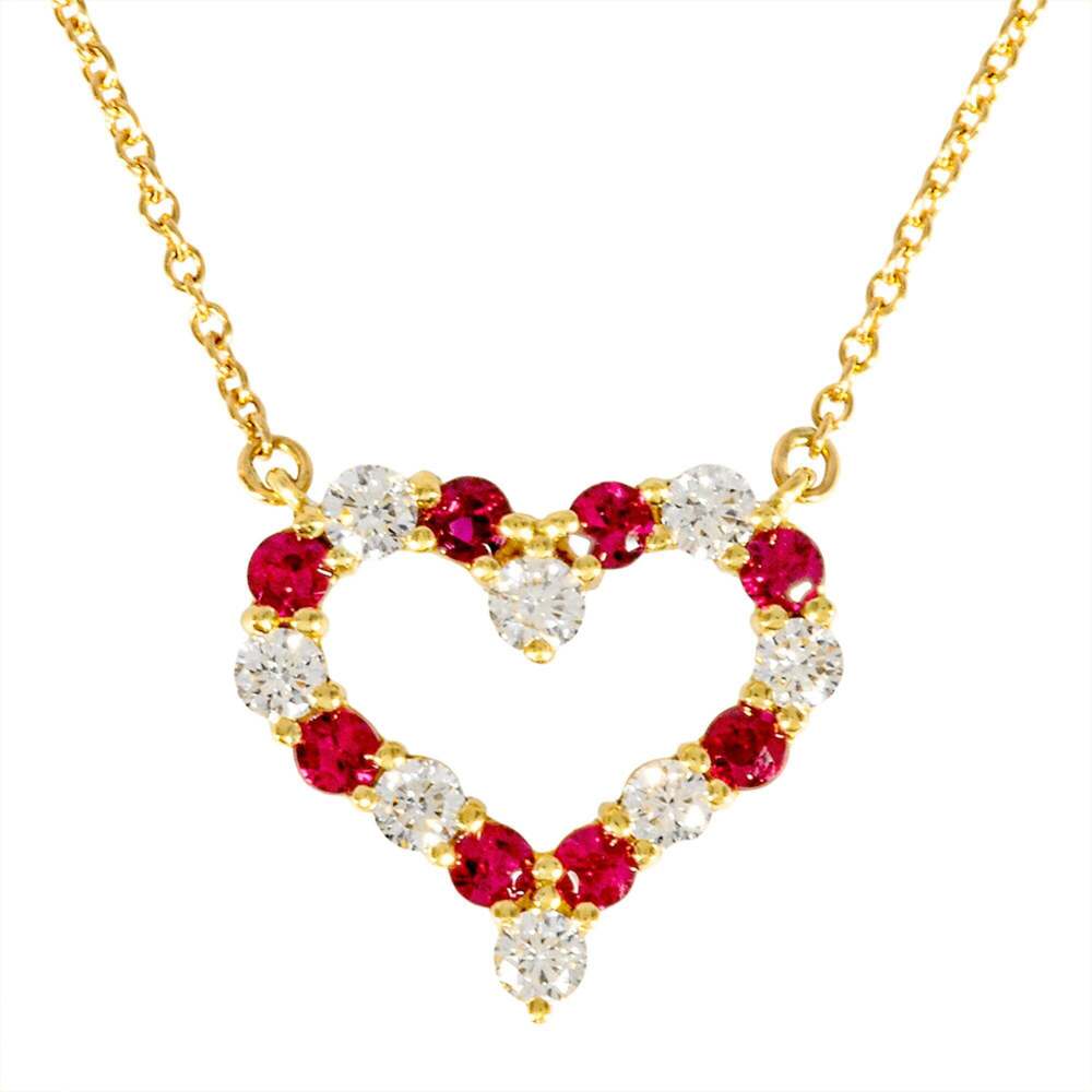 TIFFANY 18k Gold Diamond Heart Necklace